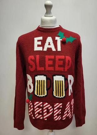 Прикольний пивний джемпер eat sleep beer repeat на октоберфест