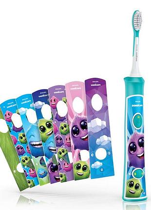 Щітка зубна електр. philips, sonicare for kids, для дітей, 62т. колив/хв, насадок-2, bluetooth, голубий