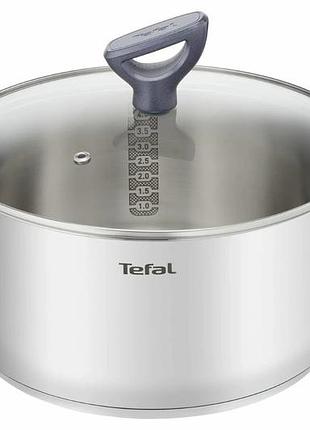 Кастрюля tefal daily cook с крышкой, 24см, нержавеющая сталь, алюминий, бакелит