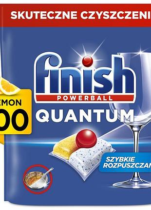Таблетки для посудомийної машини finish quantumpowerball all in 1 lemon 100 шт — чистота, блиск, захист, 3-в-1