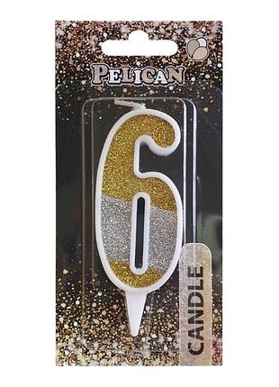 Свеча для торта цифра "срибно- золота 7см, tm pelican