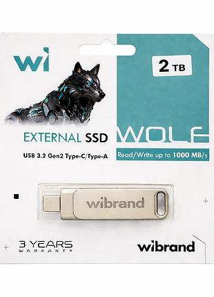 Портативний ssd wibrand wolf usb. gen. type-c/type-a read/write silver ( ) 2