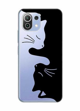 Прозрачный чехол на xiaomi mi 11 lite кошечки (принт 118)