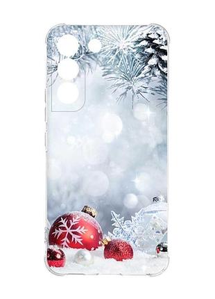 Чохол із потовщеними кутами на samsung galaxy s22 :: червоні кульки (новорічний принт 168)