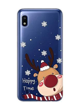 Прозорий чохол на samsung galaxy a10 (2019) a105 зимове оленя (принт 155)