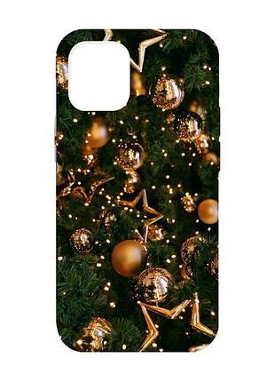 Матовый чехол с бирюзовыми боками на iphone 12/12 pro :: золотые шары (новогодний принт 162)