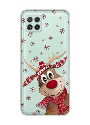 Прозорий чохол на samsung galaxy a22 4g/m22/m32 зимове оленятко (принт 149)