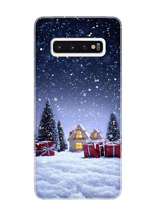 Чехол на samsung galaxy s10 :: праздничный вечер (новогодний принт 165)