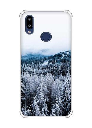Чохол з потовщеними кутами на samsung galaxy a10s/a107 зимовий ліс (принт 164)