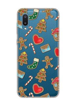 Прозорий чохол на samsung galaxy a02 / a022 (2021) різдвяний фон (новорічний принт 181)