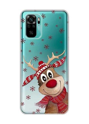 Прозорий чохол на xiaomi redmi note 10/note 10s зимове оленятко (принт 149)