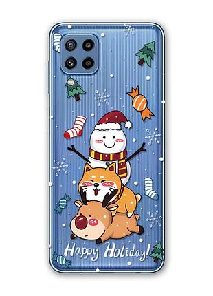 Прозрачный чехол на samsung galaxy m32 / m22 / a22 4g зимние игры (новогодний принт 153)