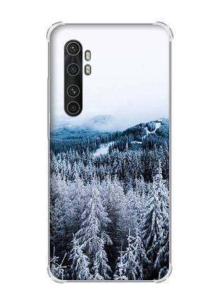 Чохол з потовщеними кутами на xiaomi mi note 10 lite зимовий ліс (принт 164)