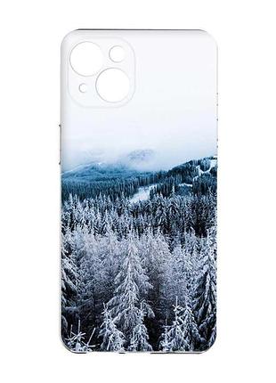 Чехол с защитой камер на iphone 15 :: зимний лес (принт 164)