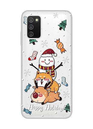 Прозрачный чехол на samsung galaxy a03s :: зимние развлечения (новогодний принт 153)