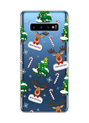 Прозорий чохол на samsung galaxy s10 plus :: різдвяний фон (новорічний принт 154)