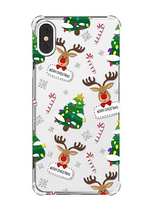 Чехол с утолщёнными углами на iphone x/xs :: рождественский фон (новогодний принт 154)