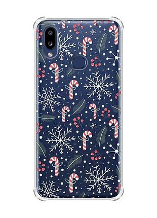 Чехол с утолщенными углами на samsung galaxy a10s/a107 новогодний фон (принт 199)
