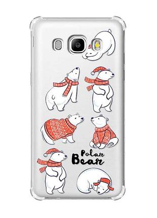 Чехол с утолщёнными углами на samsung galaxy j5(2016)/j510 :: мишки (новогодний принт 145)