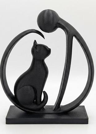 Декоративная фигурка "человек и кот", пластиковый, черный, 11.1х5.1х12.9 см