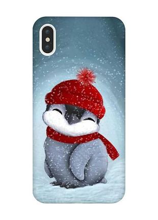 Чехол на iphone xs max :: пингвинёнок в шапочке (новогодний принт 157)