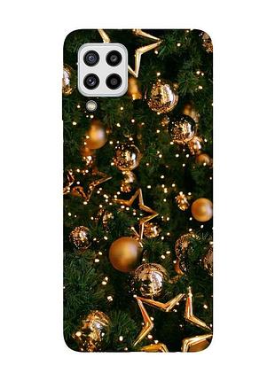 Чохол samsung galaxy m32 / m22 / a22 4g золоті кульки (новорічний принт 162)