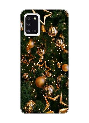 Чохол на samsung a31 золоті кульки (новорічний принт 162)