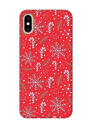 Матовый красный чехол на iphone xs max :: новогодний фон (принт 199)