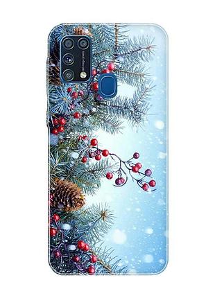 Чехол на samsung galaxy m31 :: зимний фон (новогодний принт 167)