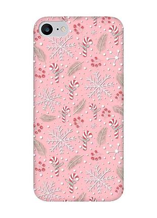 Матовый розовый чехол на iphone 7/8/se 2020 :: новогодний фон (принт 199)