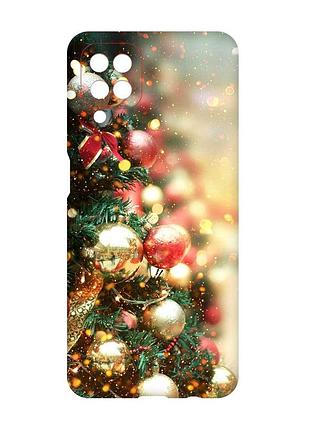 Матовий чохол з червоними боками на samsung galaxy a12 :: різдвяна ялинка (принт 161)