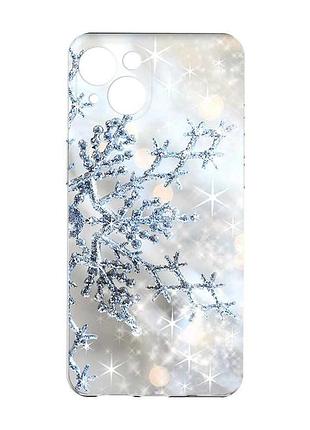 Чехол с защитой камер на iphone 15 :: снежинка (новогодний принт 166)