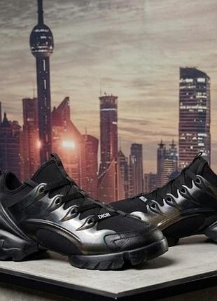 Футуристические массивные кроссовки премиумбренда christian dior d-connect sneakers в стильном полностью черном цвете (black all-over). размер 37