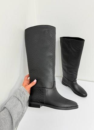 Premium! женские кожаные черные сапоги демисезонные деми сапоги на байке натуральная кожа весна 3