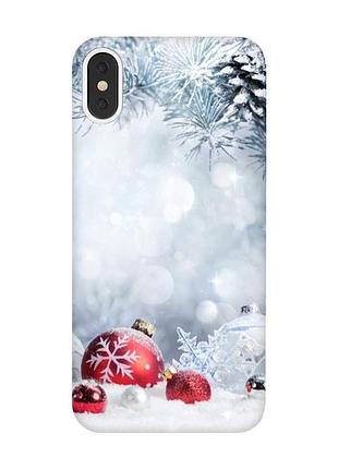 Чохол на iphone x / xs :: червоні кульки (новорічний принт 168)