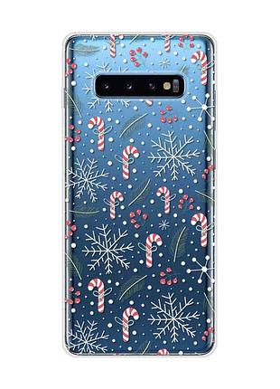 Прозорий чохол на samsung galaxy s10 plus :: новорічний фон (принт 199)