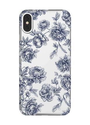Прозрачный чехол на iphone x / xs ночные цветы (принт 432)