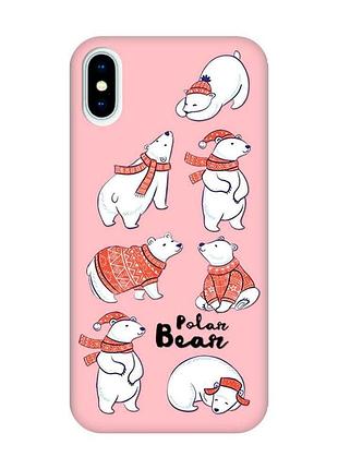 Матовий рожевий чохол на iphone x / xs :: ведмедики (принт 145)