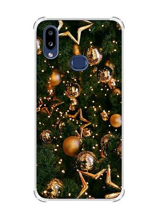 Чехол с утолщенными углами на samsung galaxy a10s/a107 :: золотые шары (новогодний принт 162)