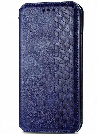 Кожаный чехол-книжка getman cubic (pu) для xiaomi redmi 9c синий