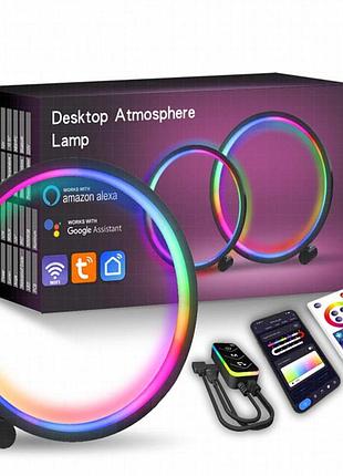 Настольная led лампа rgb intelligent circular atmosphere light bluetooth usb with app black