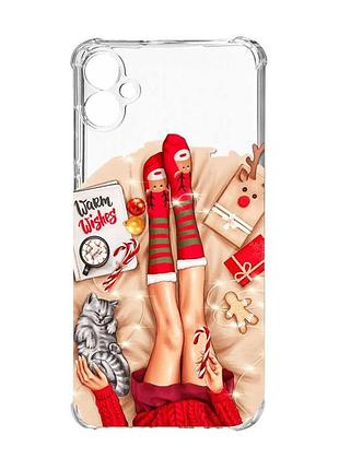 Чехол с утолщёнными углами на samsung galaxy a06 (a065) зимние ножки (принт 187)