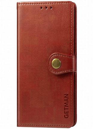 Кожаный чехол-книжка getman gallant (pu) для xiaomi redmi 9 красный