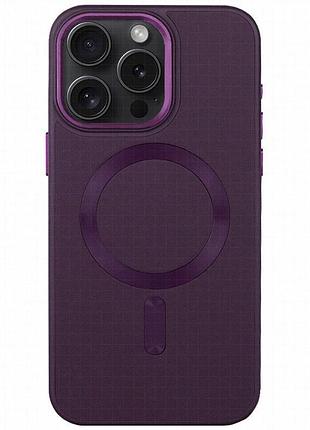 Кожаный чехол bonbon leather metal style with magnetic fit для apple iphone 12 pro max (6.7") фиолетовый / dark purple