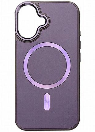 Кожаный чехол snapcase with magnetic fit для apple iphone 16 (6.1") dark purple