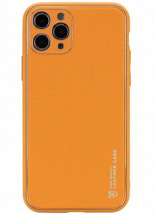 Кожаный чехол xshield для apple iphone 11 pro (5.8") оранжевый / apricot