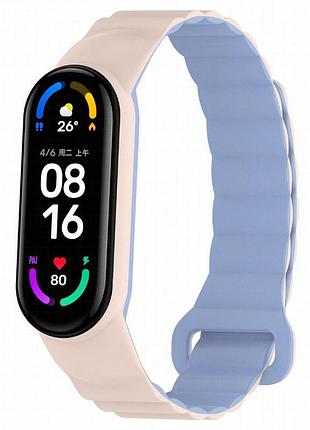 Ремешок dual-color magnetic для xiaomi mi band 7/6/5/4/3 light pink / lilac blue