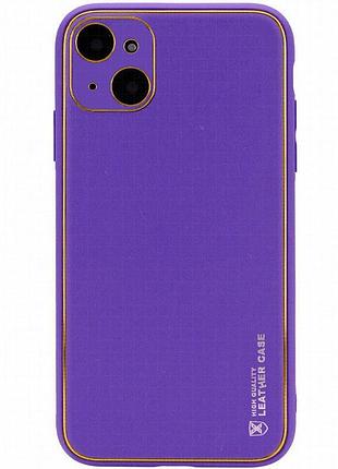 Кожаный чехол xshield для apple iphone 14 (6.1") фиолетовый / ultra violet