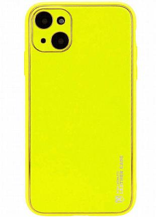 Кожаный чехол xshield для apple iphone 14 (6.1") желтый / yellow
