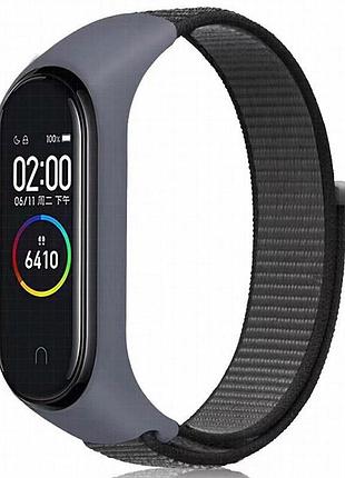 Ремешок nylon new для xiaomi mi band 3/4/5/6/7 gray